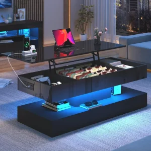 47.2" Large Modern High Glossy Lift Top Coffee Table,